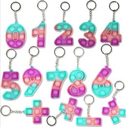 number set Fidget Toys push Letter keychain Favor Bubble Sensory Silicone Educational toy Gadgets Stress Relief Anti-Anxiety Tools Beat Autism Needs to Relieve