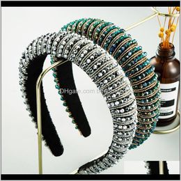 Headbands Jewellery Drop Delivery 2021 Fashion High-Grade Gold Silk Fabric Hair Hoop Female Adult Temperament Wild European And American Person