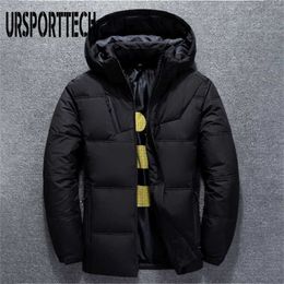 URSPORTTECH Winter Jacket Mens High Quality Thermal Thick Coat Snow Red Black Parka Male Warm Outwear White Duck Down Jacket Men 211110