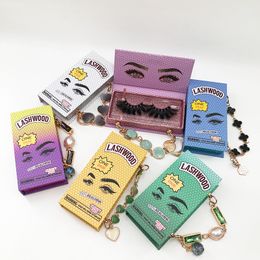 Wholesale Luxury Crystal Magnetic Packaging Eyelash Boxes Lashwood Custom Lash Box with Chain for False Eyelashes