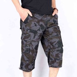 High Quality Summer Men's Baggy Multi Pocket Military Short Cargo Pants Hot breeches Male Long Men Tactical Short Plus Size 5XL H1210