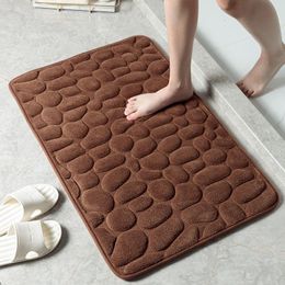 Bath Mats 40*60cm Cobblestone Thick Coral Velvet Floor Mat Memory Foam SBR Non-Slip Carpet Water Absorbent Floormat Flannel Soft ZL0433Sea