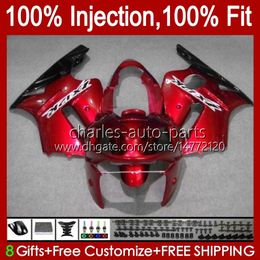 Injection Mould OEM For KAWASAKI NINJA ZX 12 R 1200 CC ZX1200C ZX1200 C 2000 2001 Body 2No.114 ZX12R 00 01 ZX 1200 12R 1200CC Bodywork ZX-12R 00-01 ABS Fairing Glossy red