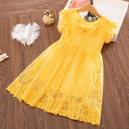 Kids Dresses For Girls Dress Summer Little Princess Girl Lace Bow Casual Dress Baby Party Dress Girls Clothes Children Clothing Q0716