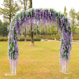 100 PCS Purple Artificial Flowers Vine Rattan Fake Silk Flower Long Hanging Garland Flower String Home Party Wedding Hotel Decor