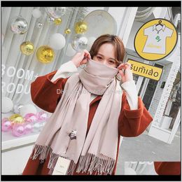 Wraps Hats, & Gloves Fashion Aessoriesthick Scarf High Quality Artificial Cashmere Scarves Solid Colour Winter Warm Shawl Female Christmas Exp