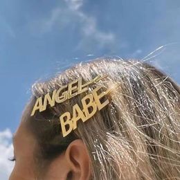 Fashion Metal Letter Angel Babe Word Clip Liu Haibin Net Red Hair Accessories Hairpin Trendy Clips & Barrettes
