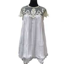 PERHAPS U Elegant White Short Sleeve Lace Pleated Ruffled Chiffon Cocktail Club Party Dress Mash Beading D0154 210529