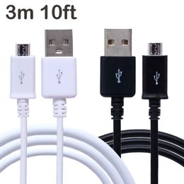 3m 10ft V8 MiCro USB Cable Type C Charger Regular Phone Cables Black White Universal