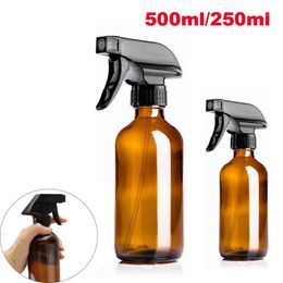 glass containers large UK - 500 250ml Large Container Amber Mist Stream Cosmetic Cleaning Product Spray Bottle Glass Refillable Bottles Bo Storage & Jars