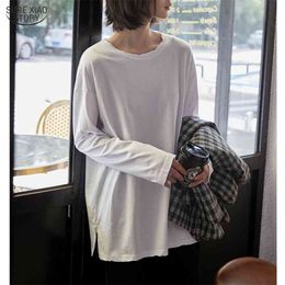 Casual Autumn Long Sleeve Tee Tops Women Korean Style Oversized Solid White Loose Blouses Blusas Elegantes 10193 210506