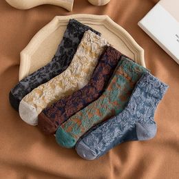 Socks & Hosiery Jeseca Floral Print Women's Harajuku Retro Vintage Streetwear Long For Women Female Korean Fashion Crew Sock