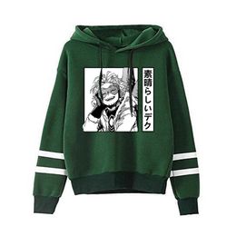 2021 New loose Fashion jokerJapanese Anime Printed Hoodies Anime Hawks Striped Hooded Sweatshirt Pullover Clothes H0910