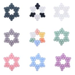 Silicone Beads Baby Teethers Hexagon Shaped Toddler Soothers Star Teething Toys M3623