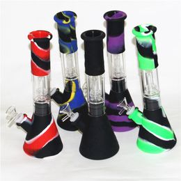 Silicone Bongs Hookah Percolators Beaker With Glass Filter Bowl Smoking Hand Pipes Dab Rig Glass Carb Cap for quartz banger