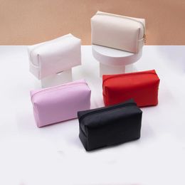 Girls Cute Solid Cosmetic Bag PU Leather Makeup Handbag Women Travel Toiletry Storage Pouch Waterproof Organiser Make Up Case