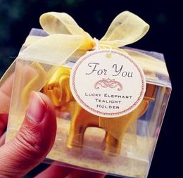 elephant candle wedding favors UK - Other Wedding Favors Lucky white Golden Elephant candle tealight Holder door gifts Favors Souvenirs Giveaways