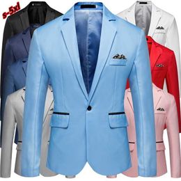 Men Slim Fit Office Blazer Jacket Fashion Solid Mens Suit Jacket Wedding Dress Coat Casual Business Male Suit Coat 211120