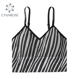 Zebra Print Sexy Bodycon Camisole Or Spaghetti Strap Tops Women Streetwear Fashion Party Club Bar Camis Summer Y2K Clothes 210515