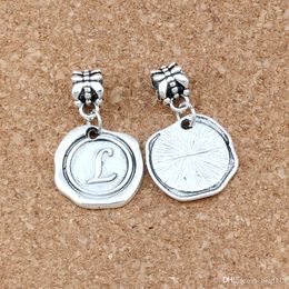 50pcs/lots Antique Silver Letter "L" Alphabet Initial Charm Bead For Jewelry Making Necklace DIY Accessories 18x30.5mm A-466a