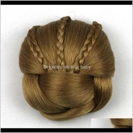 Zf Synthetic Piece Braided Chignon High Temperature Fiber Donut Rollers Clip In Bun Dkdyp Chignons Qs29C