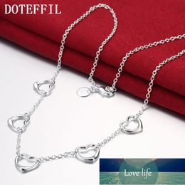 DOTEFFIL 925 Sterling Silver Five Heart Chain Necklace For Women Charm Wedding Engagement Party Fashion Jewelry Factory price expert design Quality Latest Style