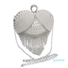 Designer-Finger Ring Rhinestones Wedding Handbag Heart Shaped Diamonds Women Evening Bags Chain Shoulder Purse