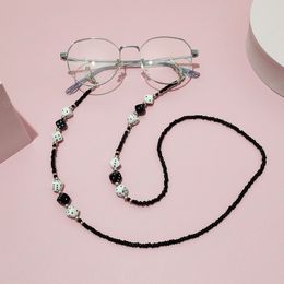 Black White Sunglasses Chain Simple Black Bead Chain For Glasses Necklace Lanyard Fashion Women Jewellery