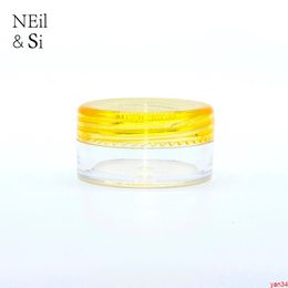 Yellow Plastic 3g 5g Sample Jar Small Refillable Lip oil Nail Polish Container Empty Round Cosmetic Cream Bottle Free Shippinggood qtys