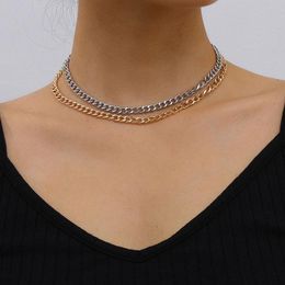 Punk Creative Iron Alloy Thick Chain Choker Necklace Women Double Layer Metal Geometric Chocker Colar Jewellery Kolye Chains