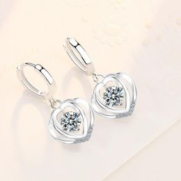 New Trendy 925 Sterling Silver Earrings For Women Exquisite Zircon Peach Heart Earring Jewelry Lady Wedding Accessories