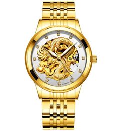 Mohdne H666 Brand Automatic Movement Hollow out Men watch Big gold plate with dragon waterproof340M