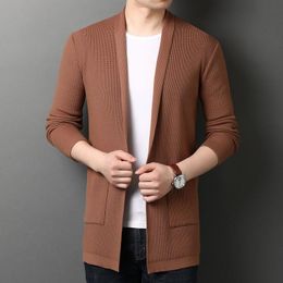 Men's Sweaters 2021 Autumn Sweater Korean Fashion Youth Handsome Black Solid Colour Cardigan Coat Long Sleeve Recommend