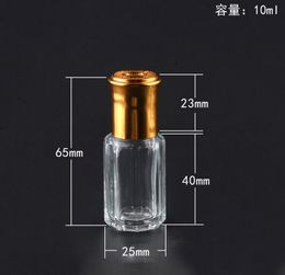 3/6/10/12 ML Octagonal Glass Bottle with Gold Lid, Aroma Roll on Bottle,