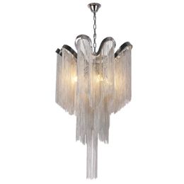 Tassel Aluminium Chain Chandelier Pendant Lamps Postmodern Light Luxury Restaurant Bedroom Aisle Creative Art Decorative Chandeliers D.15.75" x H.25.59"