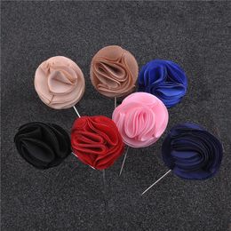 Pins, Brooches Women Jewelry Flower Brooch 5Pcs/Lot Handmade Fabric Modern Corsage Men Lapel Pin For Wedding