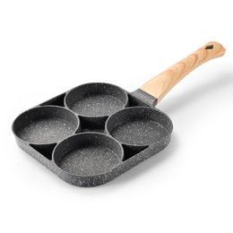 4/2Hole Frying Pot Pan Thickened Omelette Pan Non-stick Pancake Steak Cooking Egg Ham Pans Breakfast Maker Cookware 210319