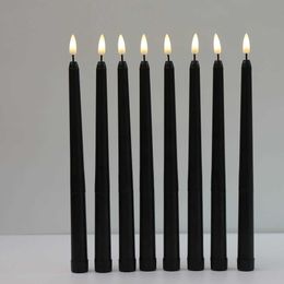 8 Pieces Black Flameless Flickering Light Battery Operated LED Christmas Votive Candles,28 cm Long Fake Candlesticks For Wedding H0909