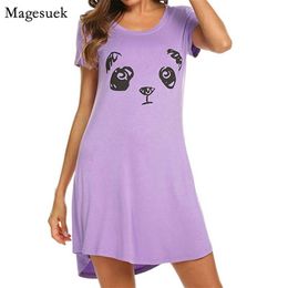 Cute Cartoon Printed Dresses For Women Casual Cotton A-Line Mini Summer Short Sleeve Vestidos 12414 210512