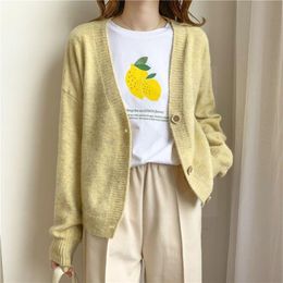 Women's Knits & Tees 2021 Autumn Winter Women Sweater Cardigans Oversize V Neck Knit Girls Outwear Korean Chic Tops Suete Mujer Poncho