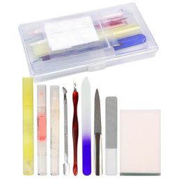 cuticles pusher UK - Nail Art Kits Professional 9pcs Set File Cuticle Pusher Magic Eraser Stick Pen Softener Manicure Set Tools
