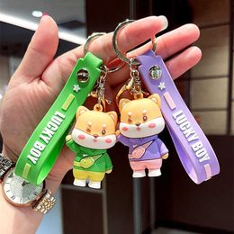 Fashion Tiger Doll Keychain Cartoon Female Cute Couple Lover Pair Bag Ornament Car Key Chain Lanyard Child Toys Kawaii Girl Gift G1019