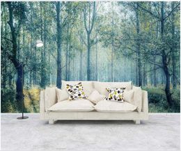 Custom photo wallpapers 3d murals wallpaper Modern Green large Watercolour woods forest background wall papers for living room decoration