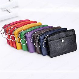 Unisex Coin Purse New Genuine Leather Soft Coin Purse Short Wallet Mini Zipper Purses Key Bags Gift For Money Pocket Thin Wallet
