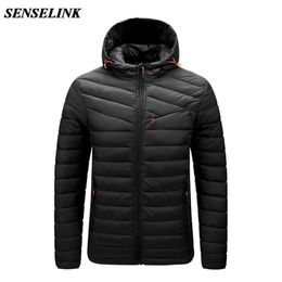 Men Winter Brand Casual Warm Jacket Fashion Thick Windproof Parker Autumn Hat 210811