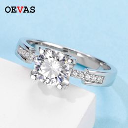 OEVAS Real 1 Colour Moissanite 18K White Gold Colour 100% 925 Sterling Wedding Ring For Women Sparkling Party Fine Jewellery