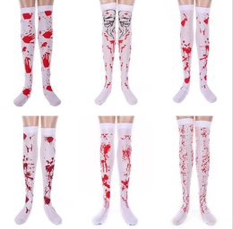 Women Stockings High Socks for Halloween Cosplay Costume Girls Bloodstain Over Knees Sock Festival Party Favour 6 Styles