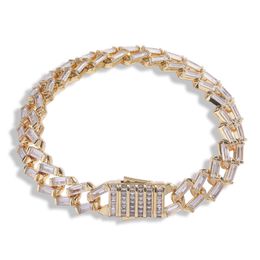 12mm Bling Zircon Hip Hop Cuban Link Chain Bracelets for Women Men Iced Out Full Crystal Rapper Hand Chain Luxury Jewelry