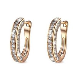 Hoop Earrings & Huggie Luxury Austria Crystal Wedding Jewelry Stud For Women U Shaped Fit Female Gift