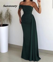 Prom Dresses Green One Shoulder Floor Length Spandex Satin Mermaid Evening Gown With Zipper Back vestidos fiesta de noche